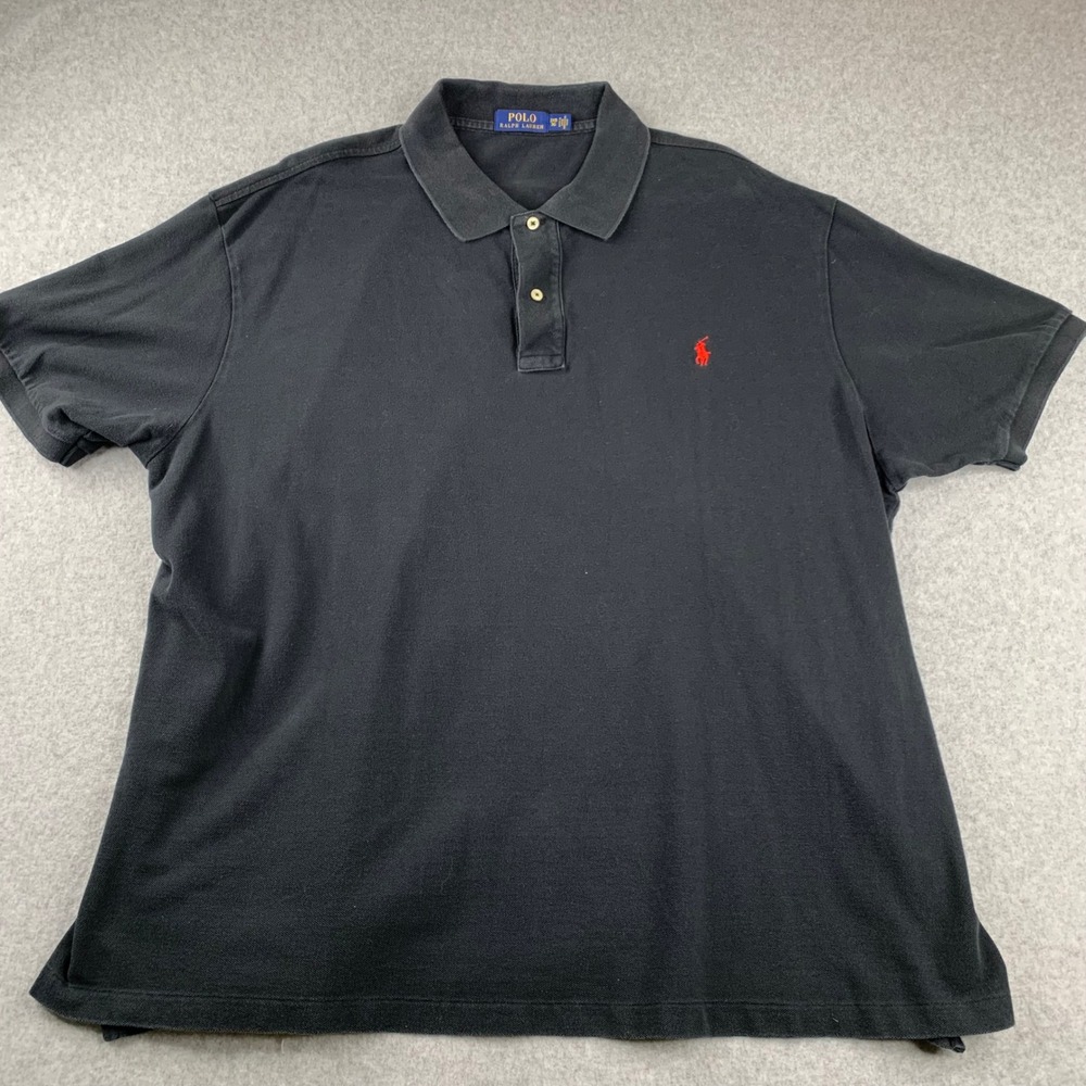 Polo Ralph Lauren Polo Shirt Mens 2XB Black Short Sleeve Pique MSRP $118
